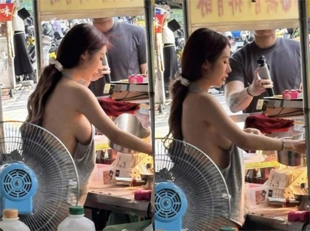 內湖737現場直擊！排骨酥攤闆娘「僅穿圍裙」露半胸惹熱議