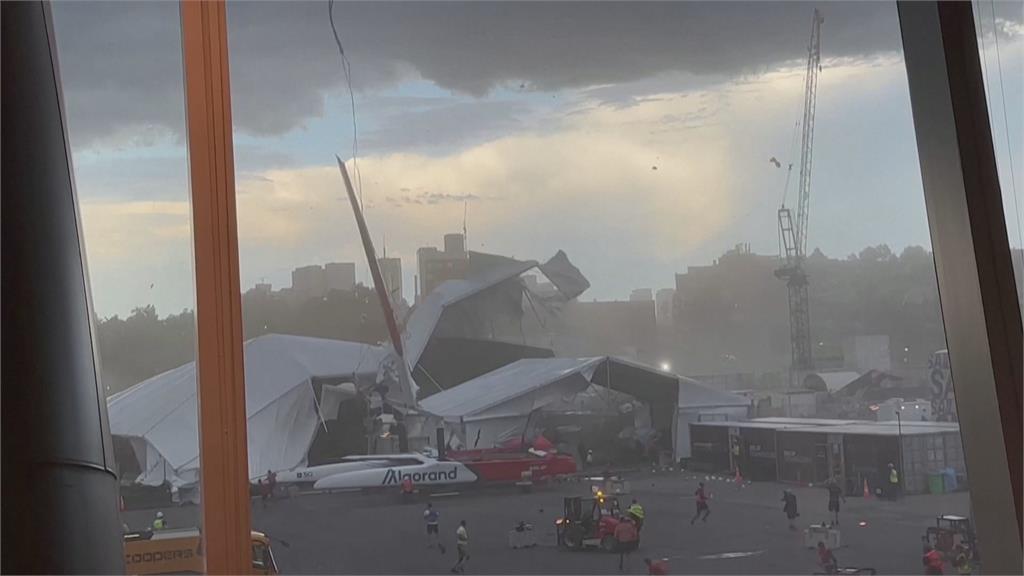 雪梨國際帆船賽遇颶風攪局　大風帆被吹垮民眾竄逃