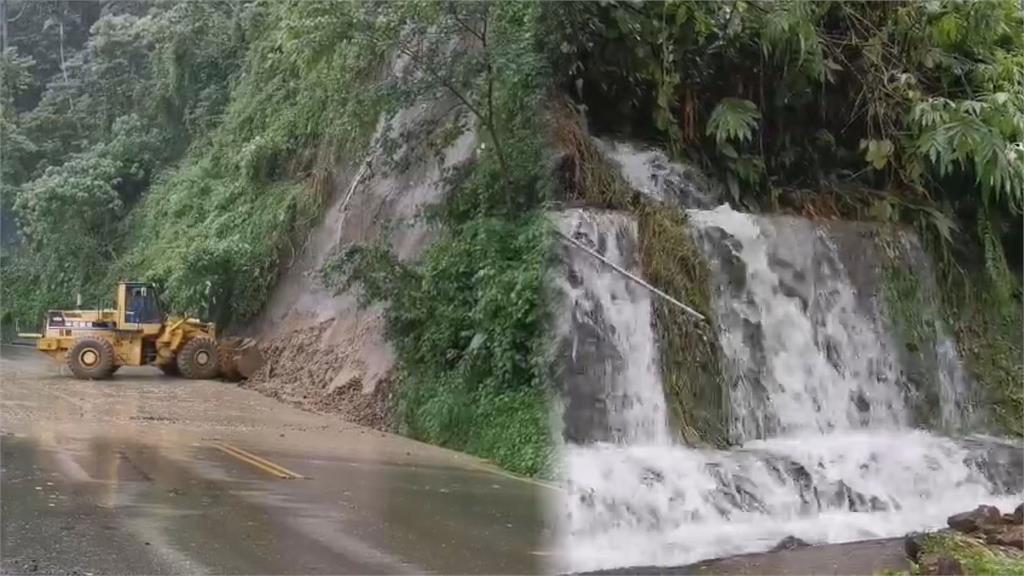 豪大雨襲擊！阿里山公路邊坡變瀑布　落石坍方路毀工程急搶救