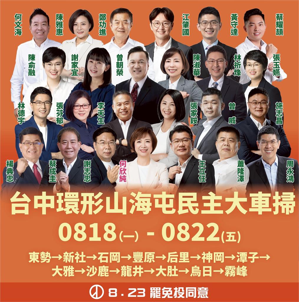 快新聞／最後衝刺！823大罷免倒數5天　何欣純號召24位綠營議員連5天車掃