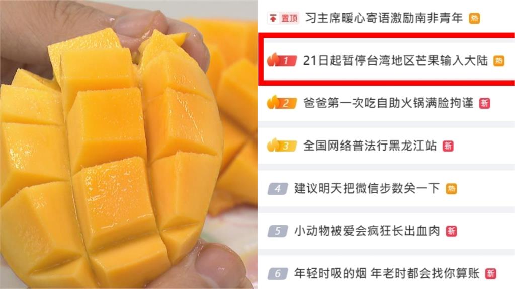 台灣芒果遭封殺登「微博熱搜第一」！中國網友狂哀嚎：以後吃不到怎辦