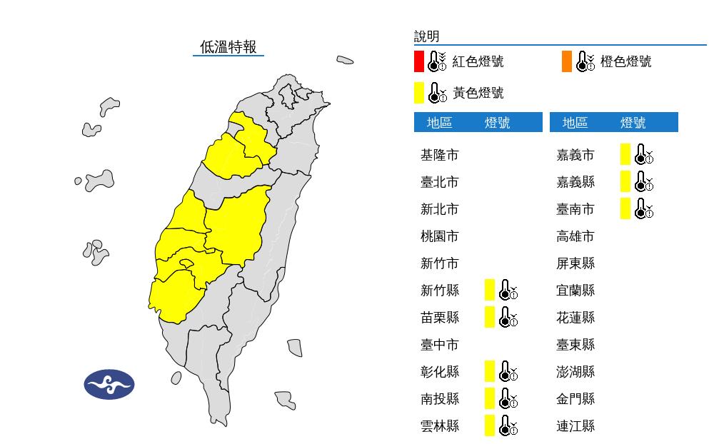 快新聞／輻射冷卻發威！　8縣市低溫特報