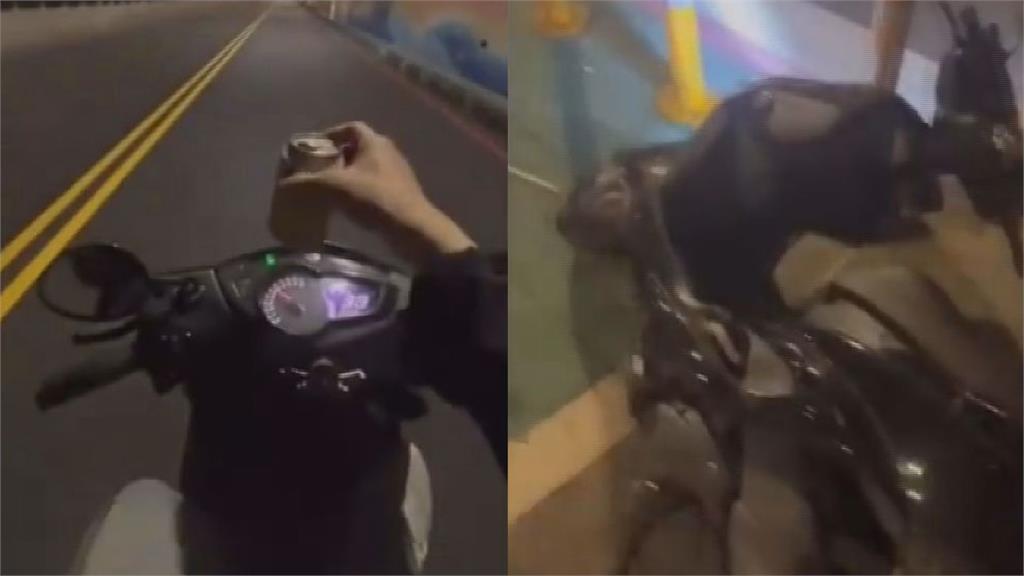 酒駕還逆向騎車！囂張男全程發限動炫耀　下秒自撞防撞桿網怒：屁孩一個