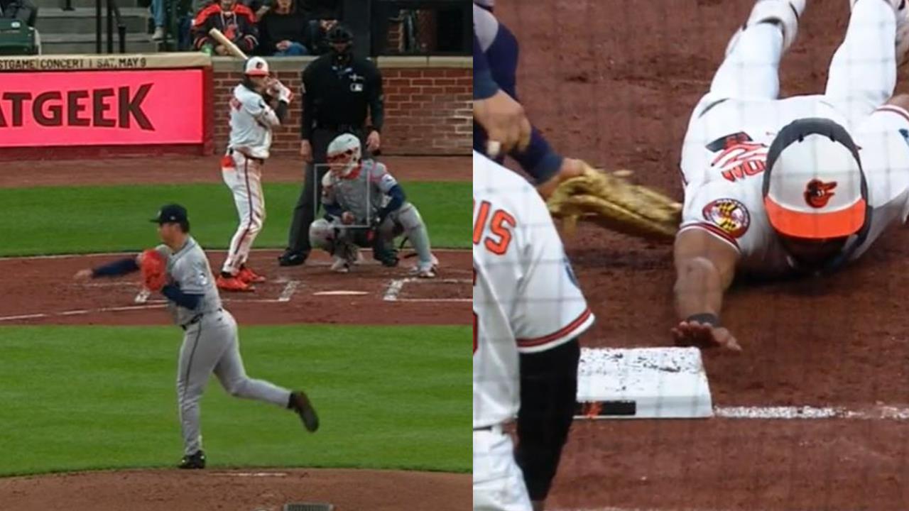 MLB(影)／哩溝皂！鄧愷威「光速回馬槍」牽制出局太神　跑者飛撲不及飲恨一壘前