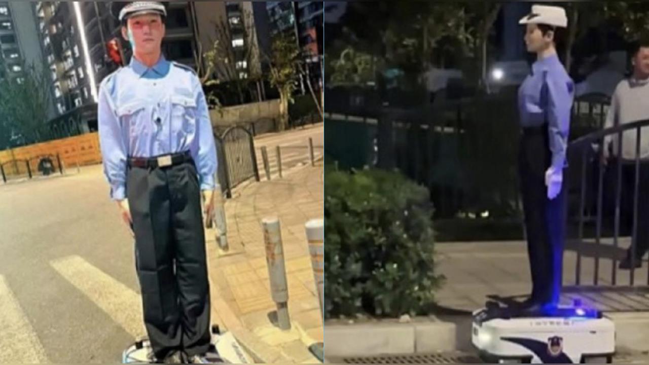 中國街頭驚見「紙紮人」警？「滑行帶詭異藍光」網喊：沒開罰先嚇死