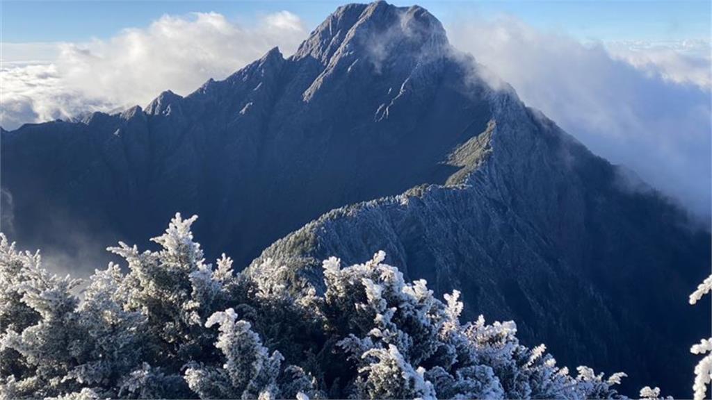 玉山-5.7˚C降下霧淞如仙境！北峰「像灑了糖霜」絕美畫面曝光