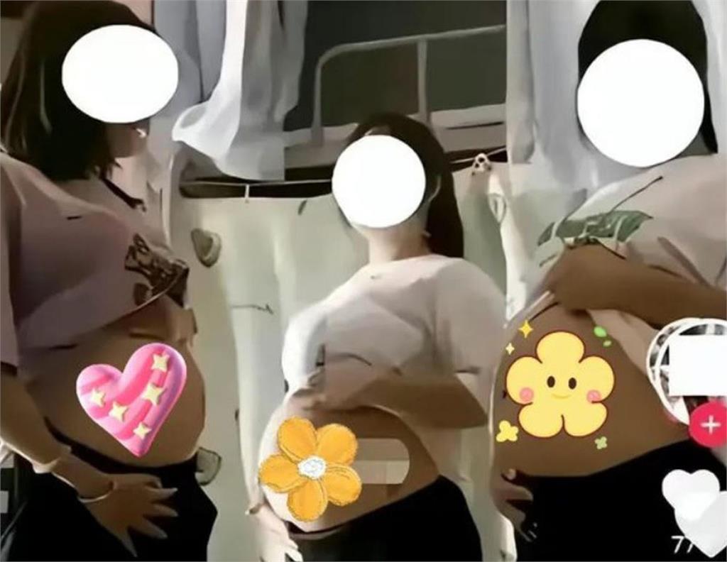 3女學生挺孕肚合照嗨喊「孩子的爸同一人」　校方急喊：只是吃撐