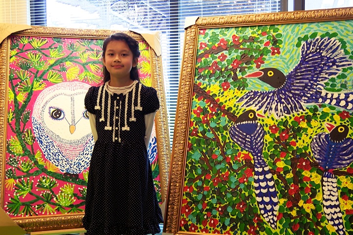 名古屋機場也看得到她的畫！ 10歲小畫家為花博畫「桃紅<em>石虎</em>」