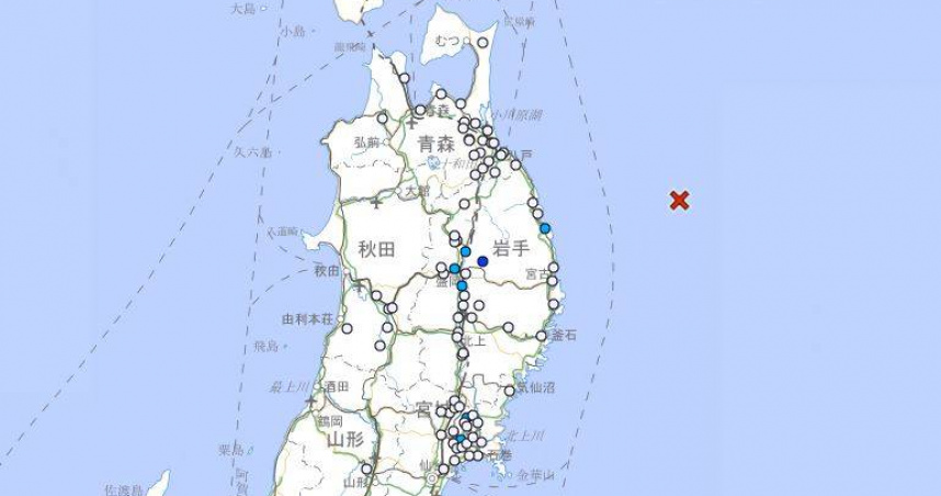 日本東北19：45規模5.1地震！深度僅20公里　最大震度出爐