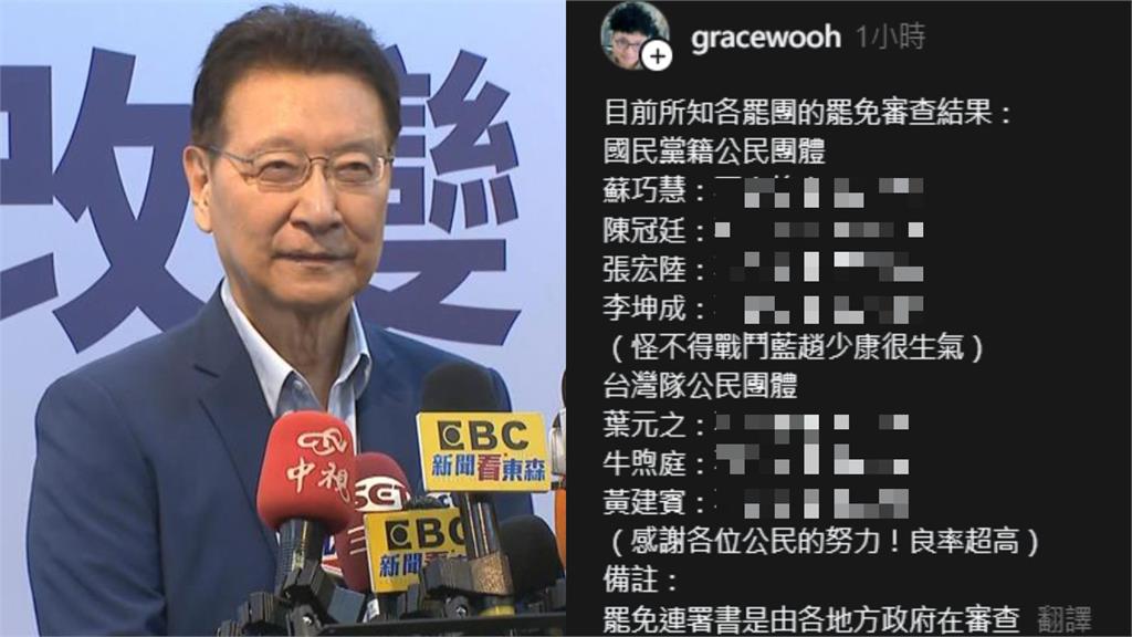 罷免審查「不合格率」出爐！吳靜怡見「1驚人落差」笑了：難怪趙少康生氣