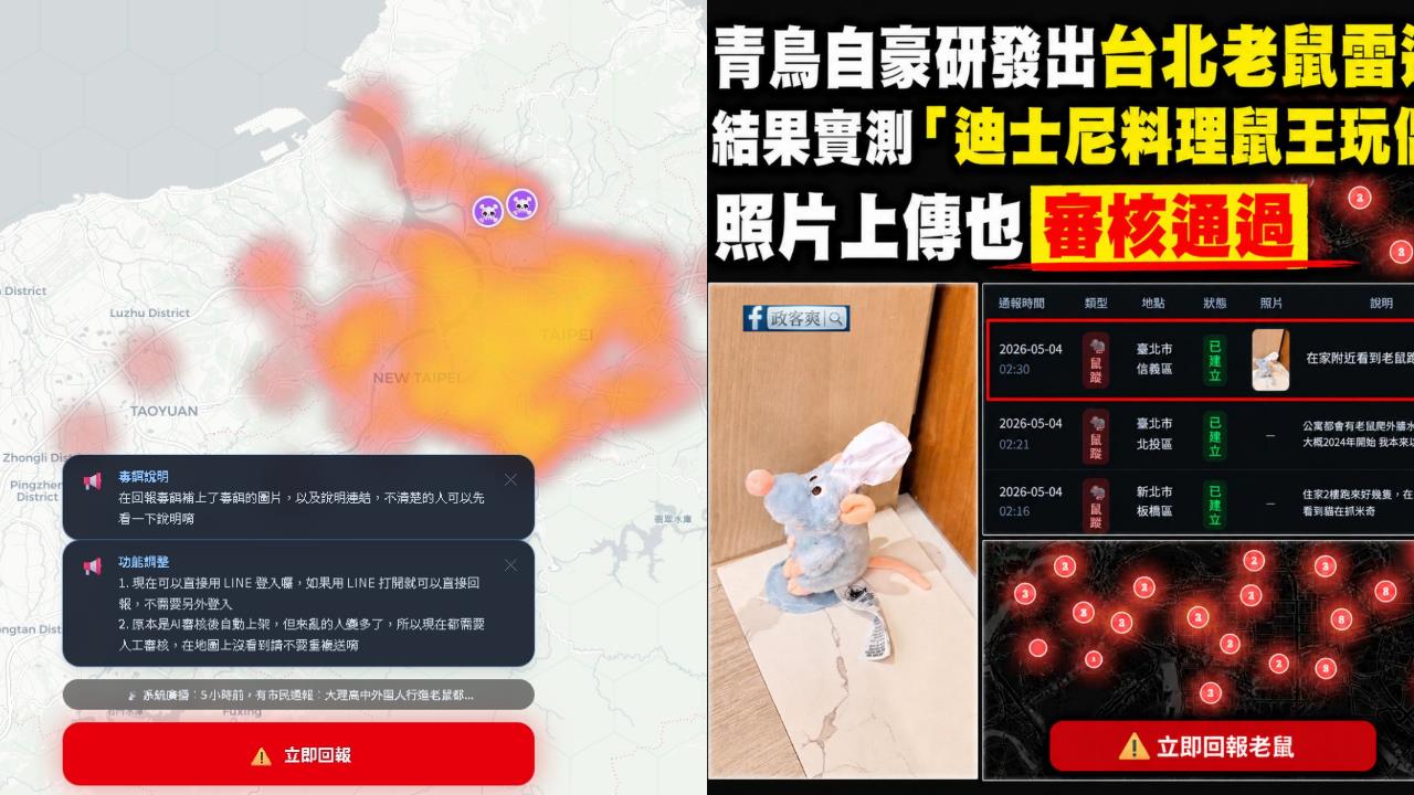 PO「老鼠玩偶照」惡搞通報系統！親藍粉專嗨喊「被我玩壞」網批：壞的是你