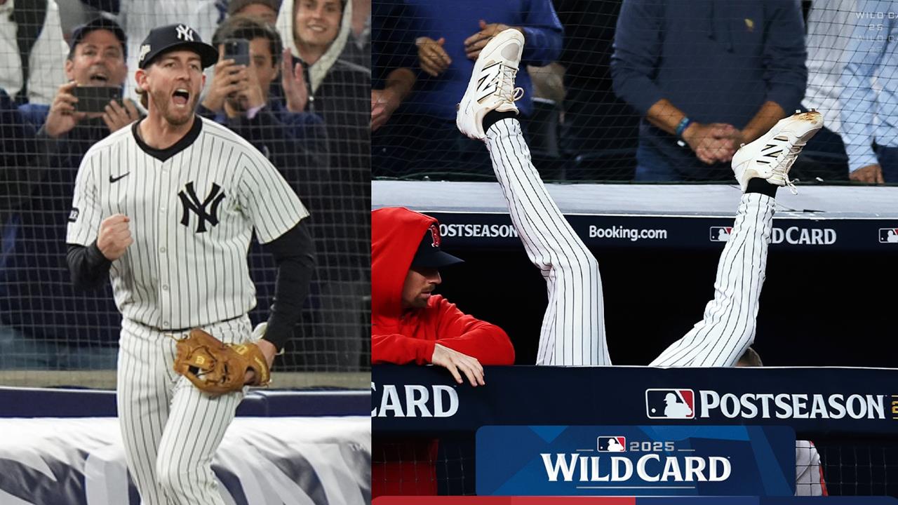 MLB(影)／致敬21年前的基特！洋基新同學美技接殺「翻360度撞進紅襪休息室」