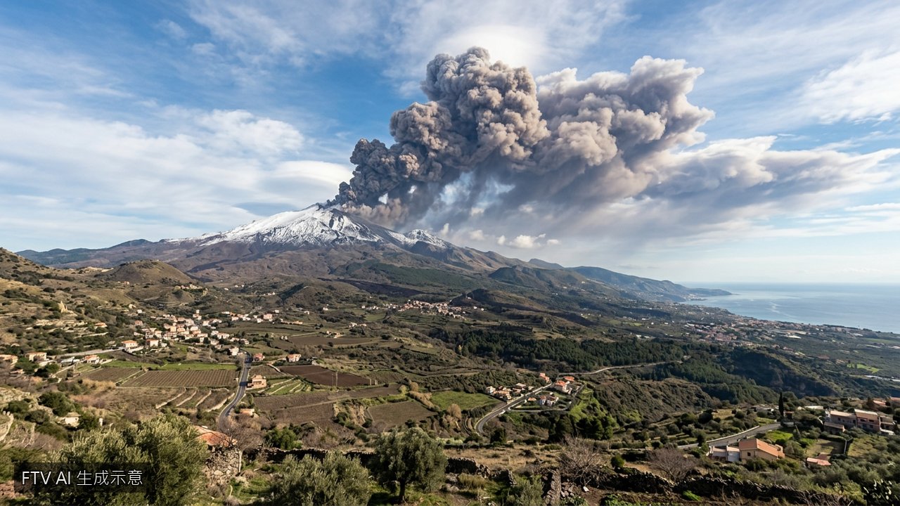 埃特納火山噴發狂吐灰燼　義大利西西里機場暫停航班降落