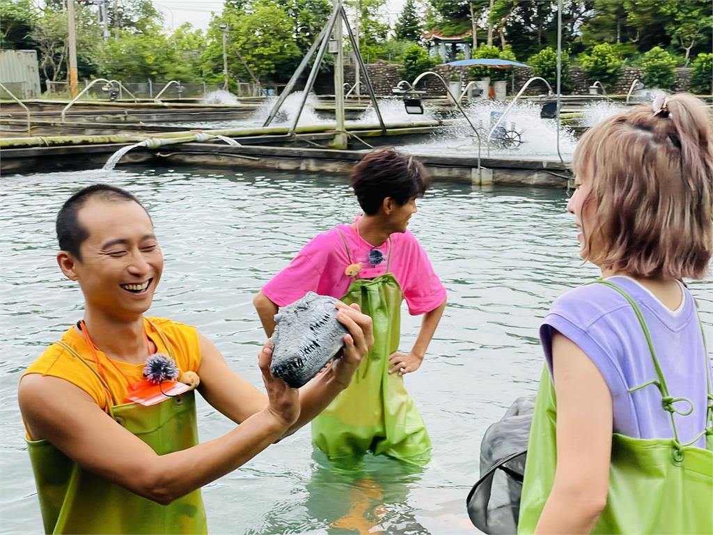 浩子徒手餵鱷魚嚇破膽！魚塭出現鱷魚不顧錄影中全場失控竄逃