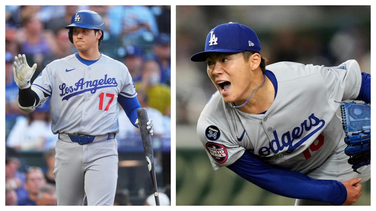 大谷翔平(左)復出聯手山本由伸(右)。(圖／美聯社)