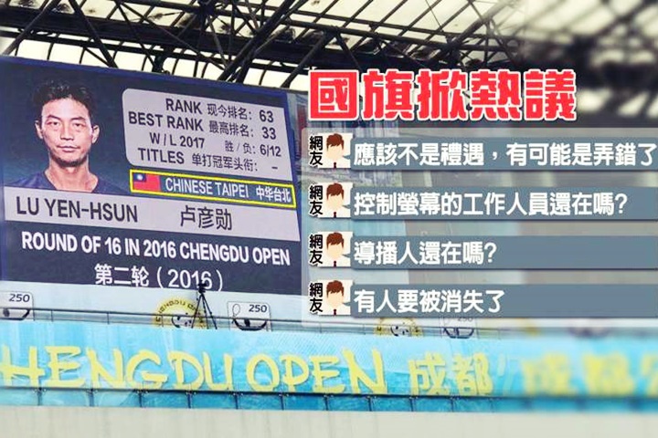 盧彥勳中國打職業賽 看板一度出現青天白日滿地紅