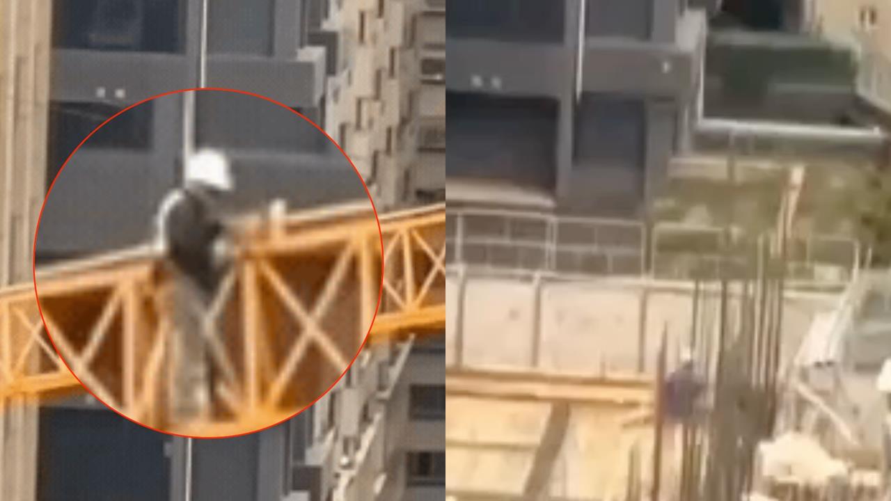 有片／塔吊工人「0防護上陣」半空狂晃！一低頭「離地10樓高」鋼筋全插滿