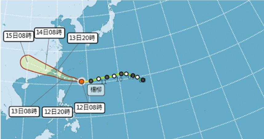 楊柳颱風明直撲台灣！暴風半徑持續擴大　估午後發布陸警