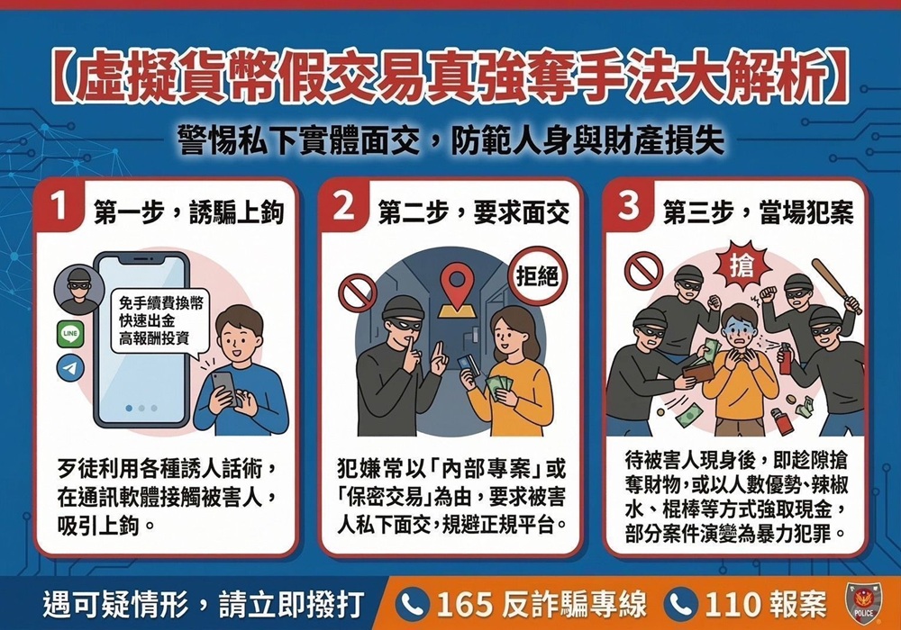 換幣掉陷阱　警分析詐騙3步驟提醒謹慎交易虛擬貨幣