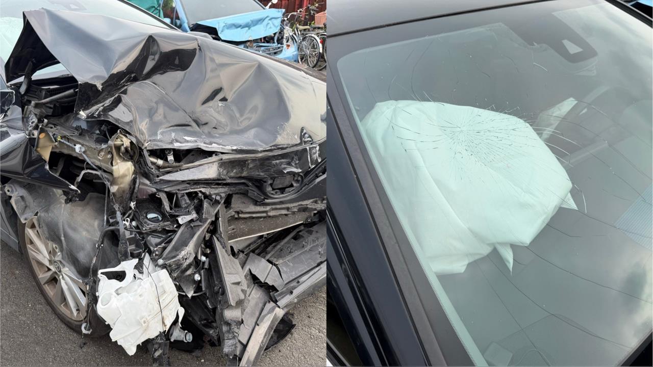 快新聞／五股警匪追逐！開車猛撞偵防車「安全氣囊全炸開」　驚險畫面曝光