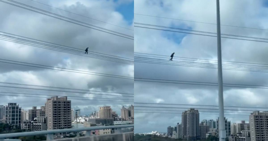 國道驚見「台版霍諾德」走電纜！驚悚畫面曝　萬人嚇喊：拿命在做事