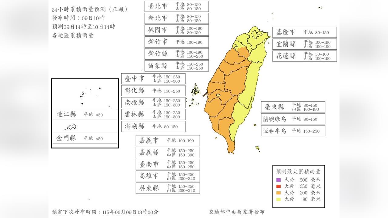 快新聞／明有望再放豪雨假？7縣市山區雨量達停班課標準　最新預測出爐