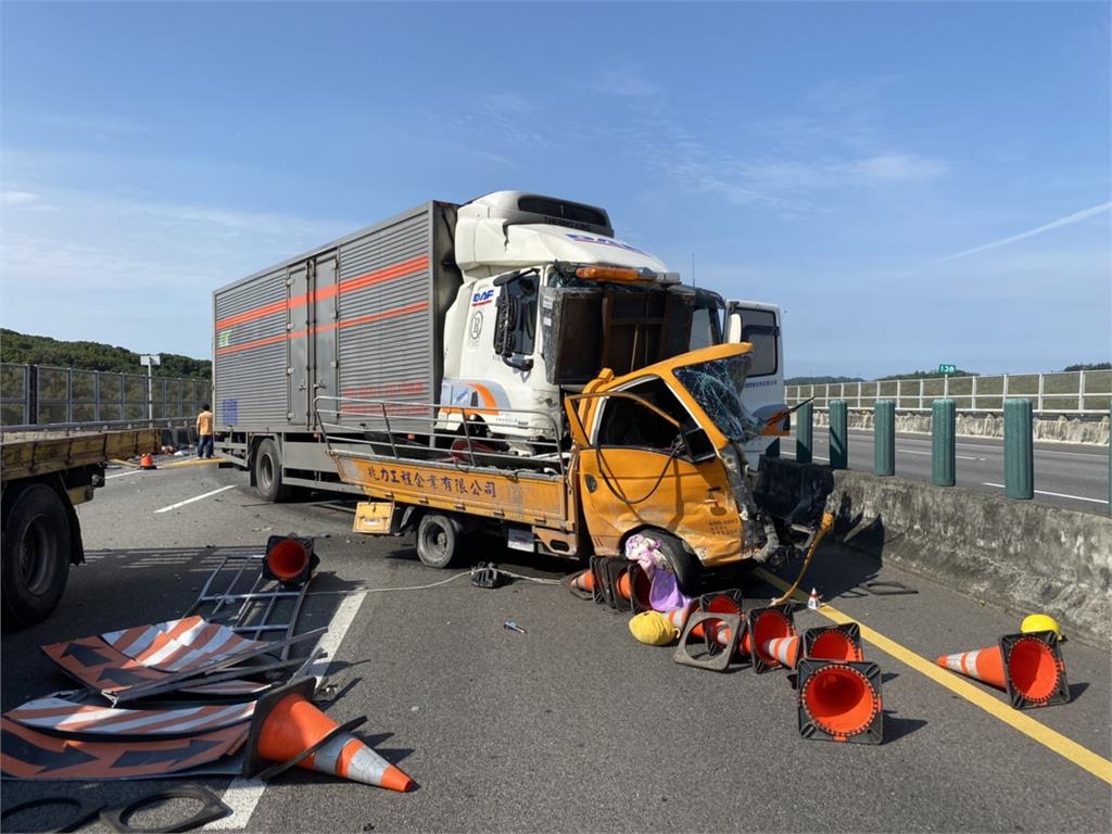 快新聞／國3南下西湖段大貨車撞施工車輛　釀1死2傷