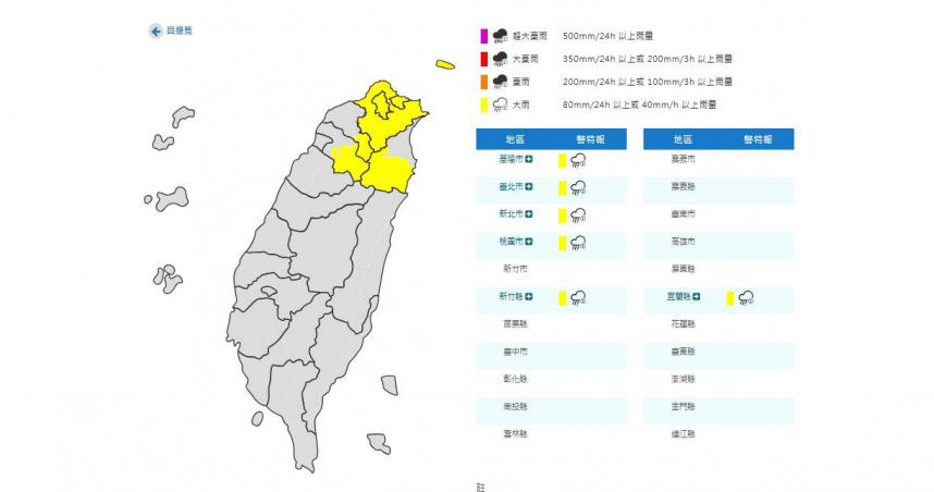 午後對流炸裂「6縣市大雨特報」　氣象署急發國家級警報
