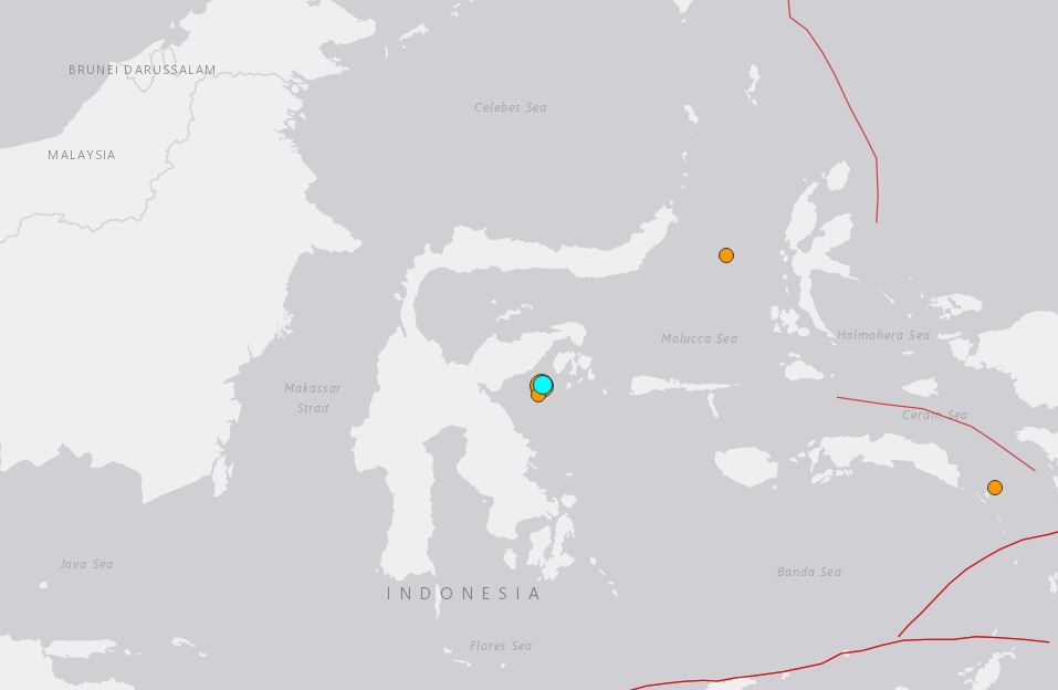 印尼蘇拉威西島東部外海發生規模6.8地震 海嘯警報已發布