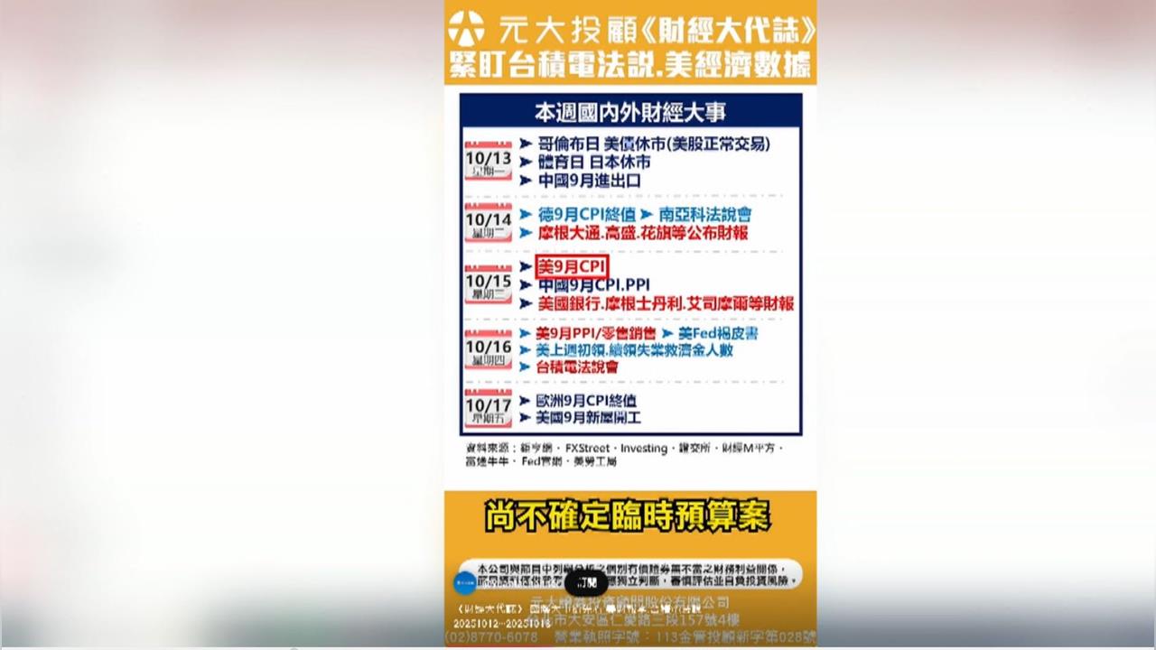 國際大事搶先看 美財報季.台積電法說