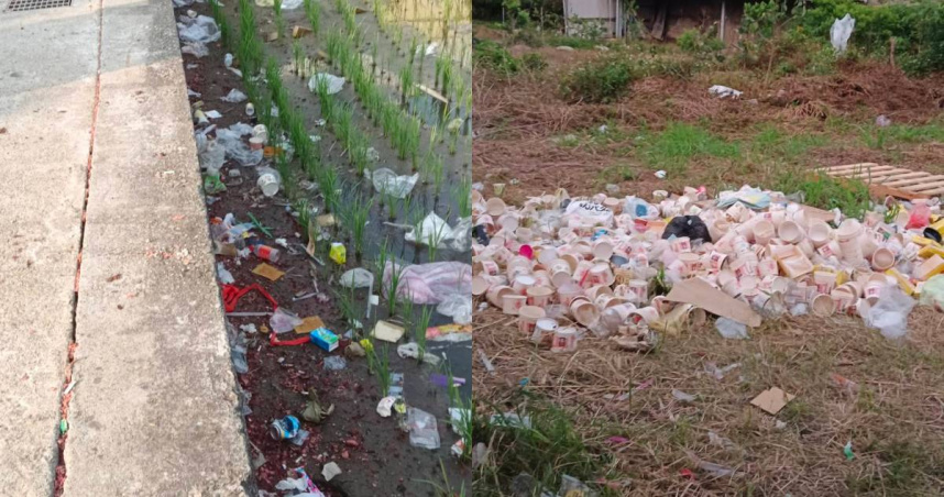 香燈腳亂象!街道、農田驚見大量紙碗、垃圾 志工氣炸:每年宣導也沒用