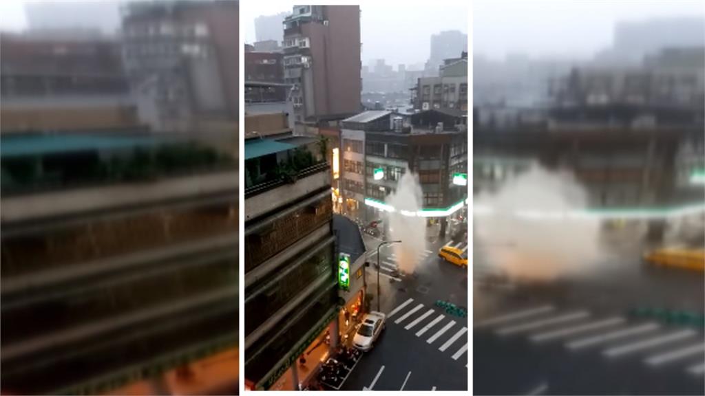 暴雨灌下水道 內江街人孔蓋噴飛4層樓高