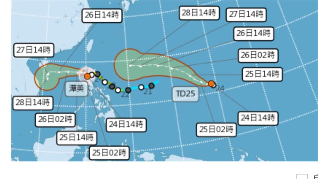 潭美在前...關島附近又有熱低壓生成　宜蘭山區、北海岸發布大豪雨特報