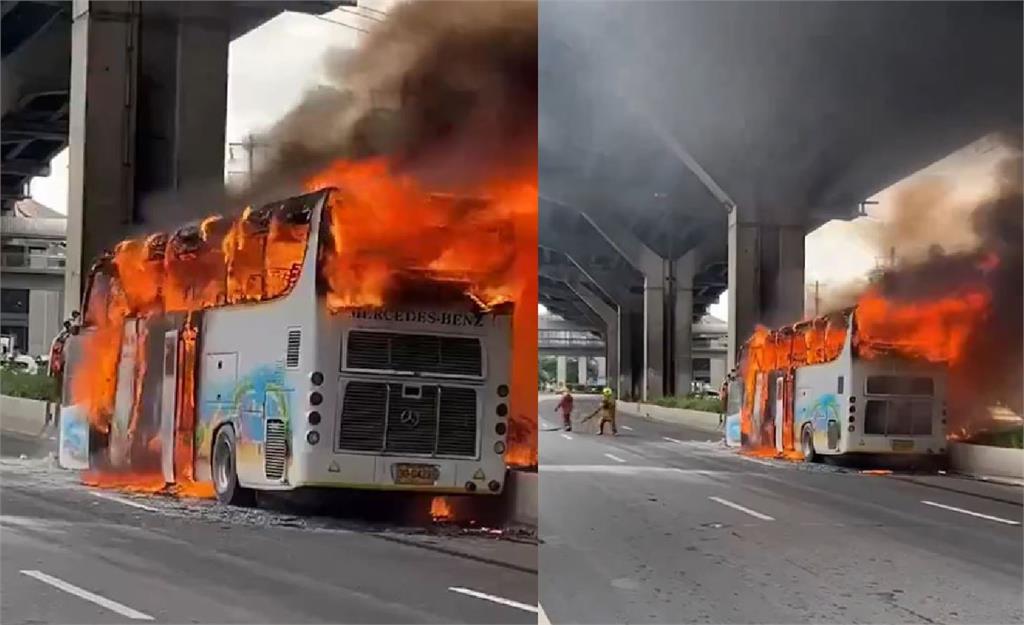 快新聞／泰國幼兒園校外教學！火燒遊覽車恐25死　濃煙竄天畫面曝