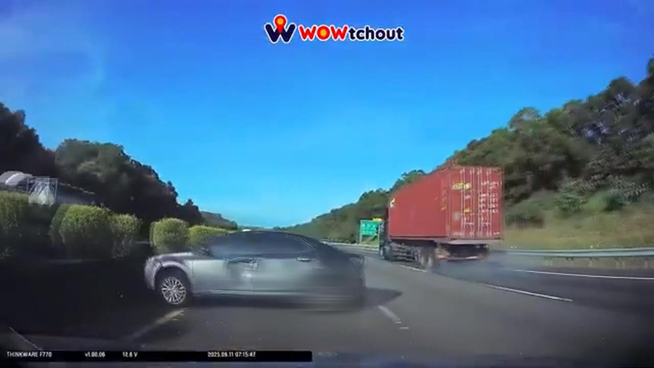 國道驚魂！聯結車變換車道不當　轎車遭撞「轉不停又挨撞」
