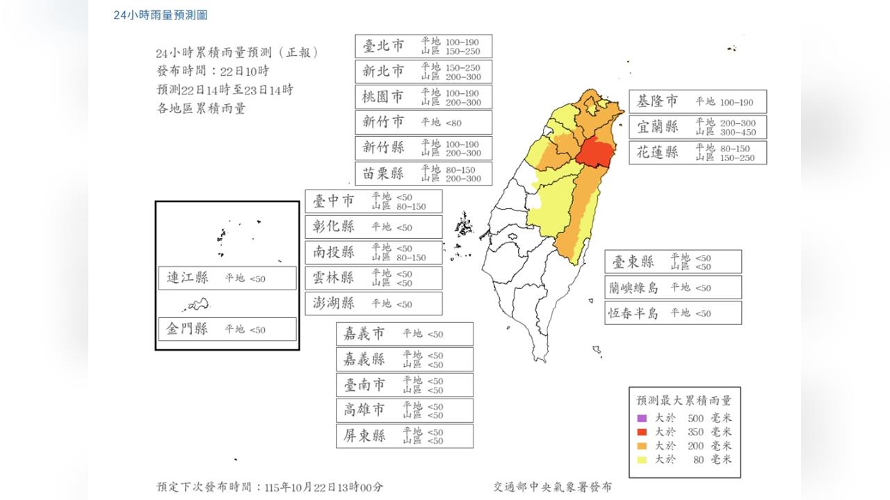 薔琵進逼！最新風雨預測出爐　明日全台17縣市達停班課標準