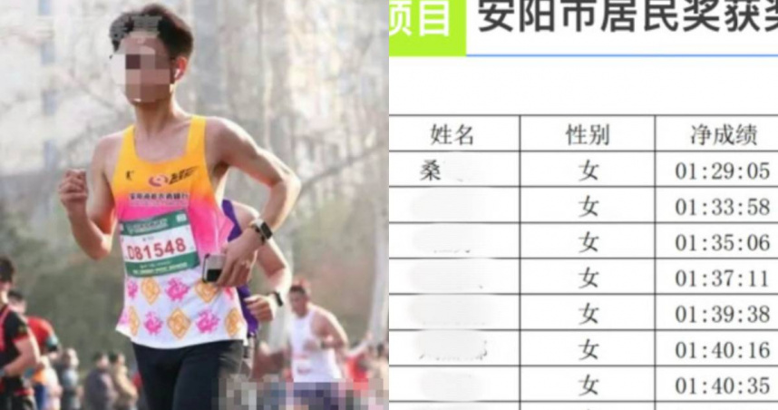 男扮女裝代跑馬拉松　中國女子半馬冠軍被抓包替跑「遭終身禁賽」