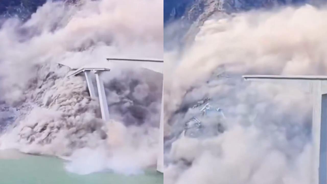 中國「阿壩紅旗橋」合龍10個月竟垮了!小粉紅見「崩塌畫面」喊:不倒才怪