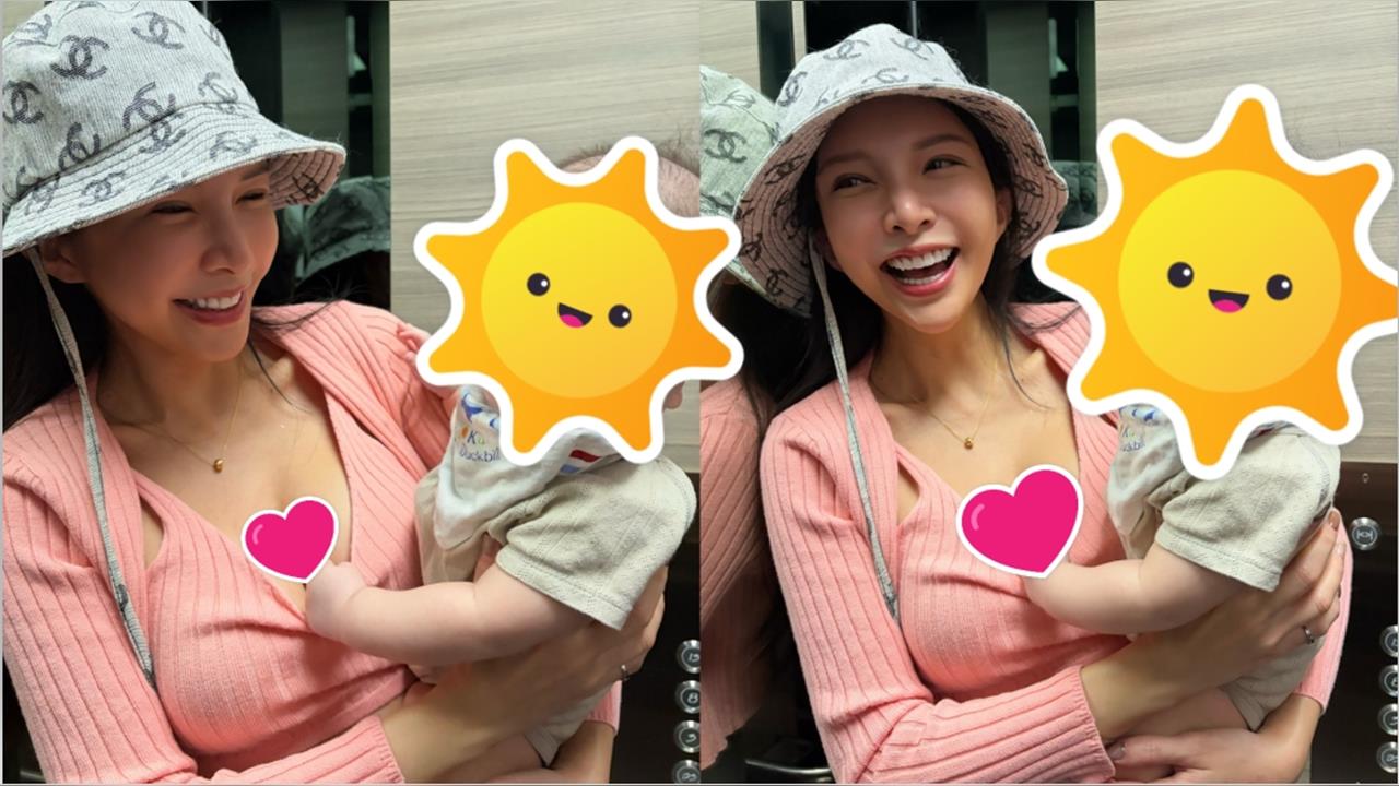 國光女神嗨抱男娃⋯下秒小手「深掘豪溝」放福利!粉絲狂讚:從小就懂事