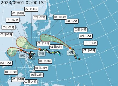 快新聞／雙颱夾擊「5縣市大雨特報」！　海葵最新路徑曝光、蘇拉凌晨轉中颱