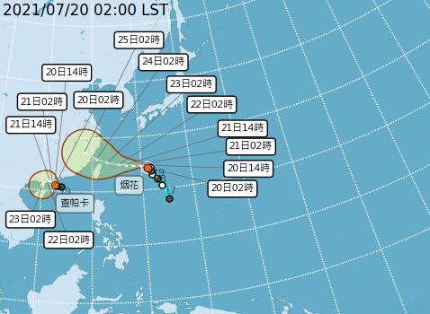 快新聞／對流發展旺！2縣市防大雨　「烟花」颱風週四接近北部海面