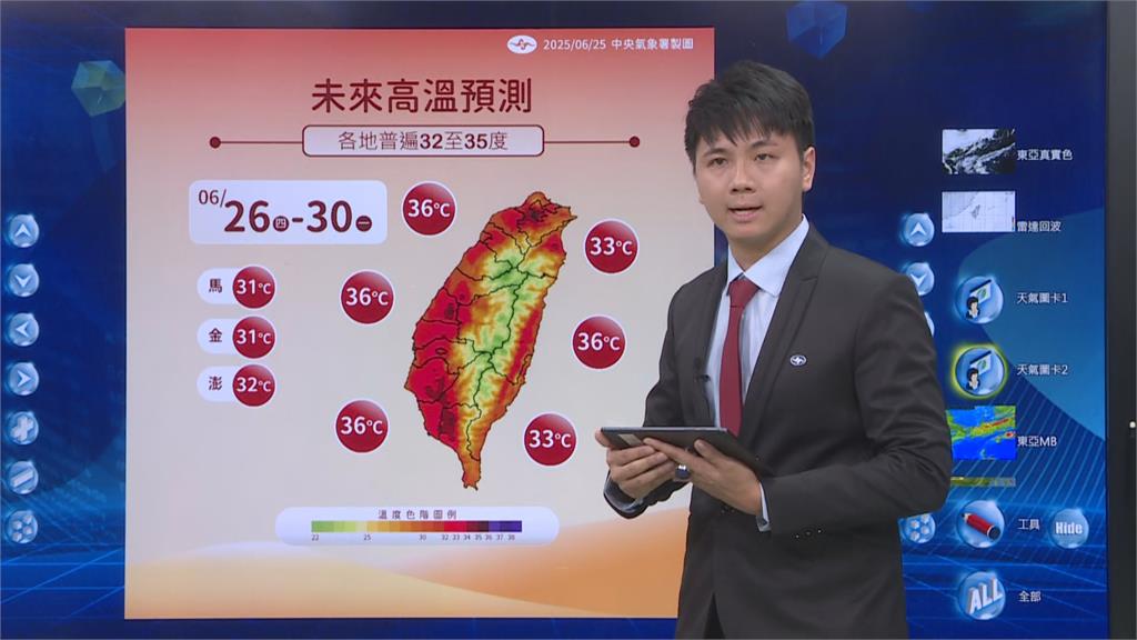 快新聞／連5天又悶又熱　氣象署示警：中午烤蕃薯、午後雷陣雨