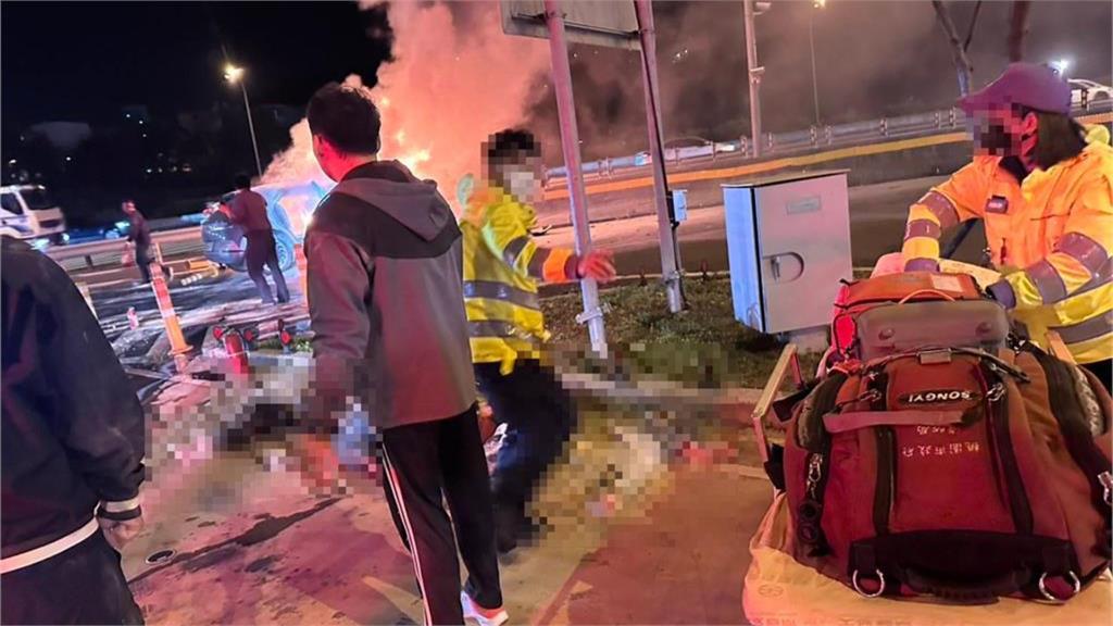 國1電動車「自撞爆炸」釀4死！副駕妻「全身40%燒燙傷」親弟哀痛曝現況