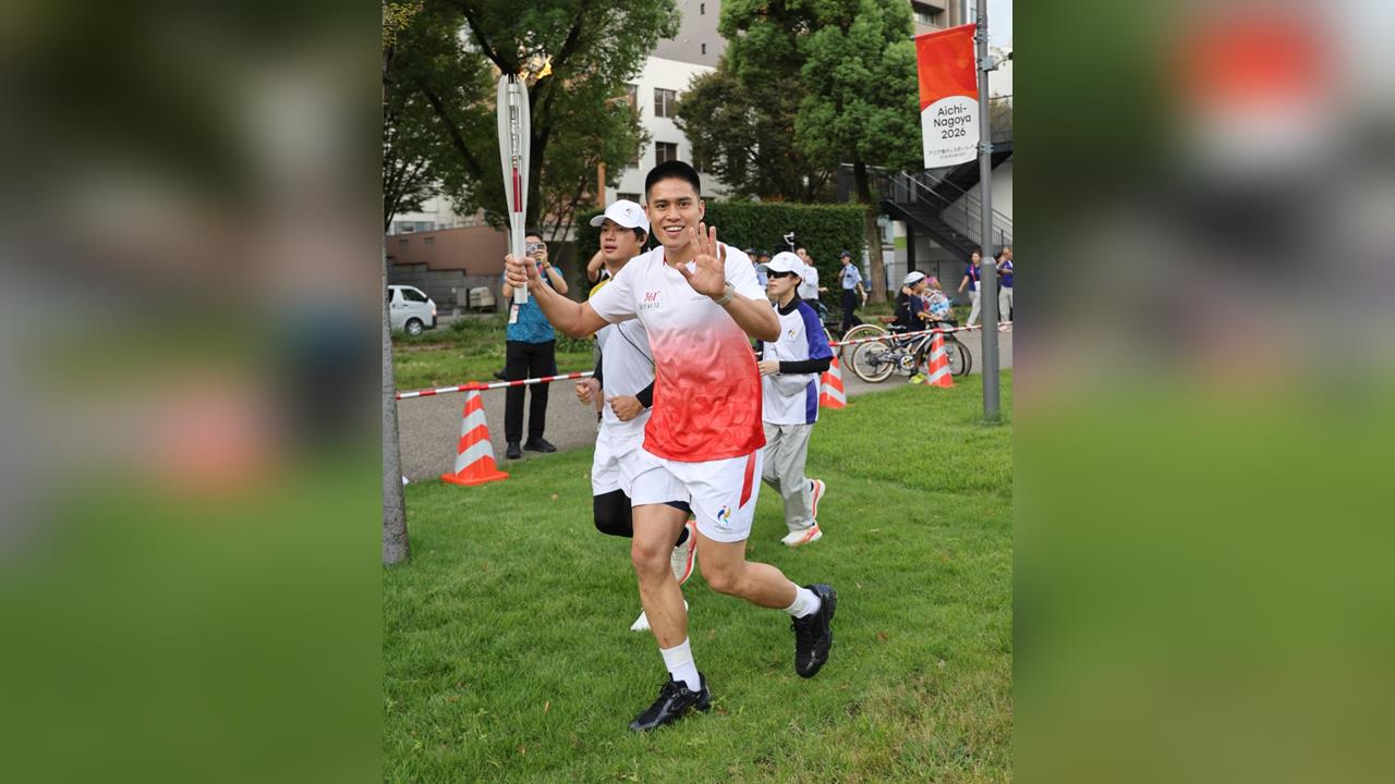 亞運／聖火傳遞最後階段開跑！「台灣隊長」陳盈駿代表參加笑開懷