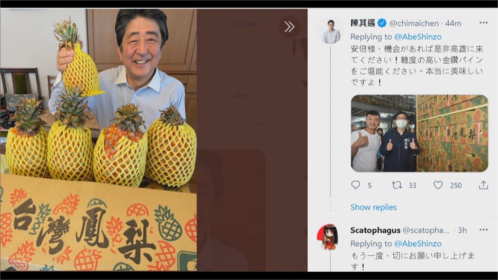 安倍晉三超愛台！　無懼中國打壓力挺台灣鳳梨