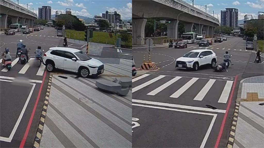 倒退嚕15秒狂轉2圈！多元計程車失控撞翻4機車　駕駛吐4字曝肇因