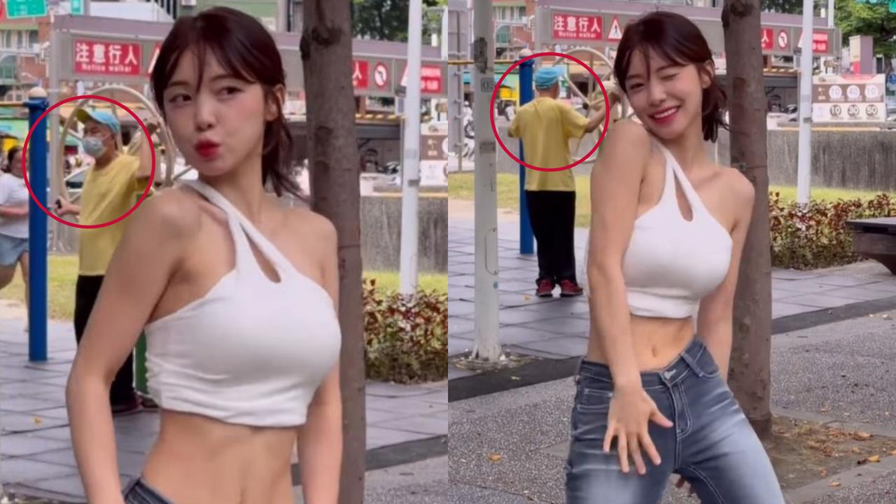 李多慧公園「中空跳辣舞」狂扭！後方阿伯「尬風火輪」1反應全網笑瘋