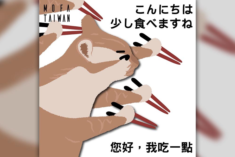 外交部「你好我吃一點」貓咪迷因挺日水產　台日百萬網友朝聖