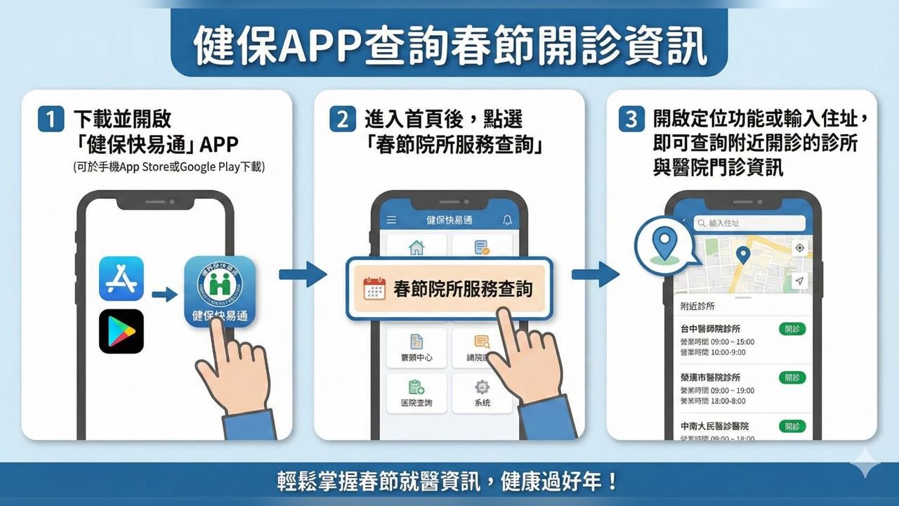 善用健保APP查詢開診資訊就近就醫安度春節假期