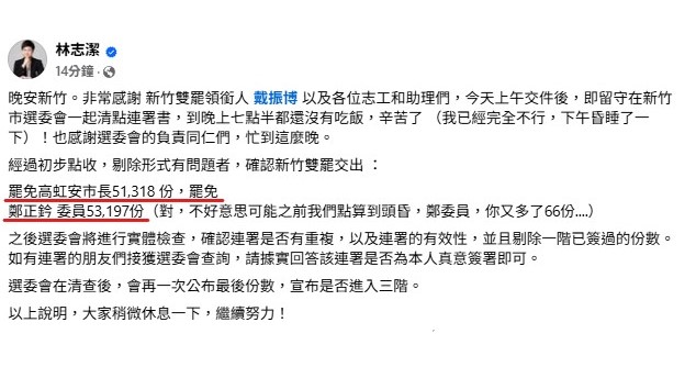 新竹雙罷今送件！　罷高虹安.鄭正鈐合收「破10萬份」